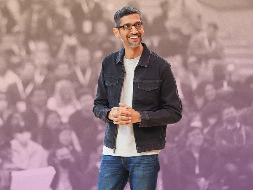 Google CEO Sundar Pichai speaking about the impact of AI