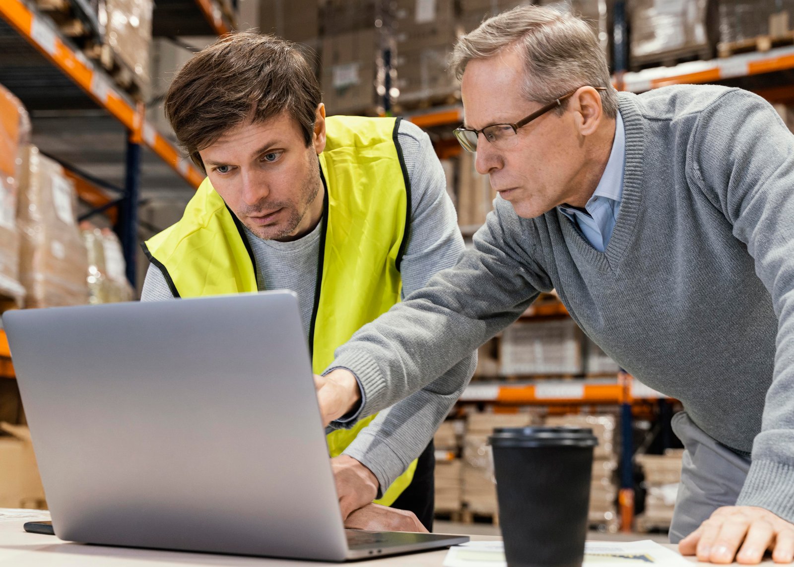 A technician helping a small business owner secure their network