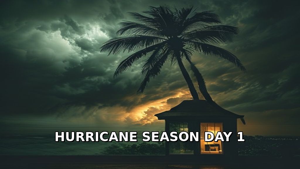Florida palm tree against hurricane sky — IT readiness checklist day 1 of hurricane season