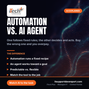 AI automation vs AI agent - plain-English difference for small business