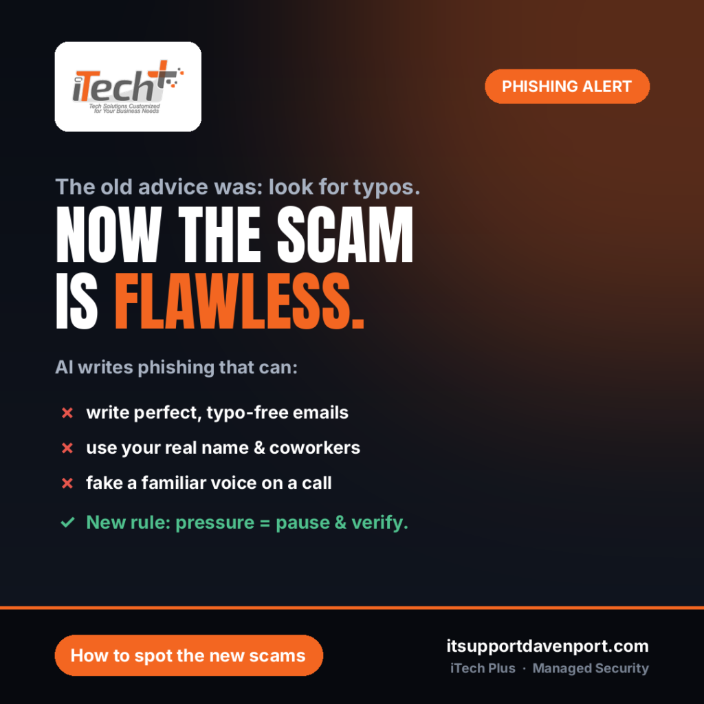 The New AI Phishing Scam Fooling Smart Employees — iTech Plus, managed IT & cybersecurity in Central Florida