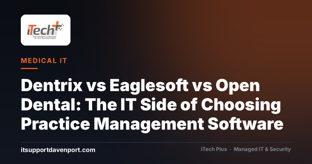 Dentrix vs Eaglesoft vs Open Dental: The IT Side of Choosing Practice Management Software — iTech Plus, managed IT & cybersecurity in Central Florida