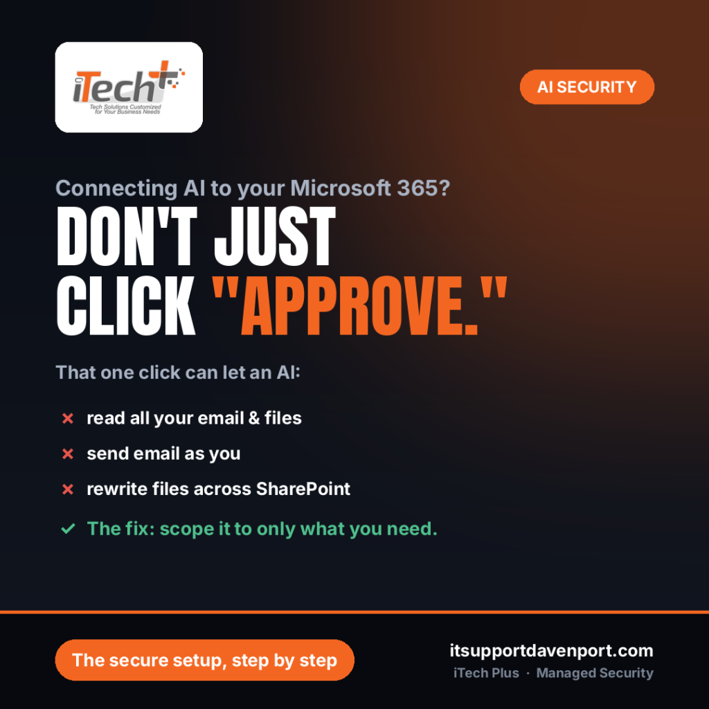 How to Connect Claude to Microsoft 365 — Securely, Not Just Quickly — iTech Plus, managed IT & cybersecurity in Central Florida